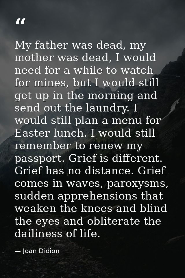 My father was dead, my mother was dead, I would need for a while to watch for mines, but I would still get up in the mor — Joan Didion