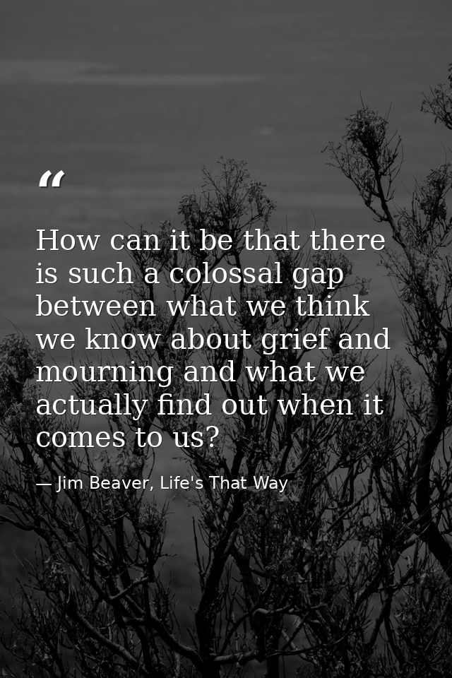 How can it be that there is such a colossal gap between what we think we know about grief and mourning and what we actua — Jim Beaver, Life's That Way