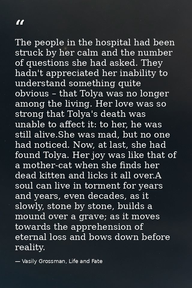 The people in the hospital had been struck by her calm and the number of questions she had asked. They hadn't appreciate — Vasily Grossman, Life and Fate