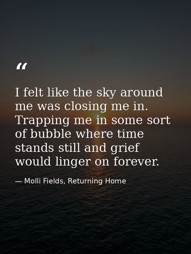 I felt like the sky around me was closing me in. Trapping me in some sort of bubble where time stands still and grief wo — Molli Fields, Returning Home