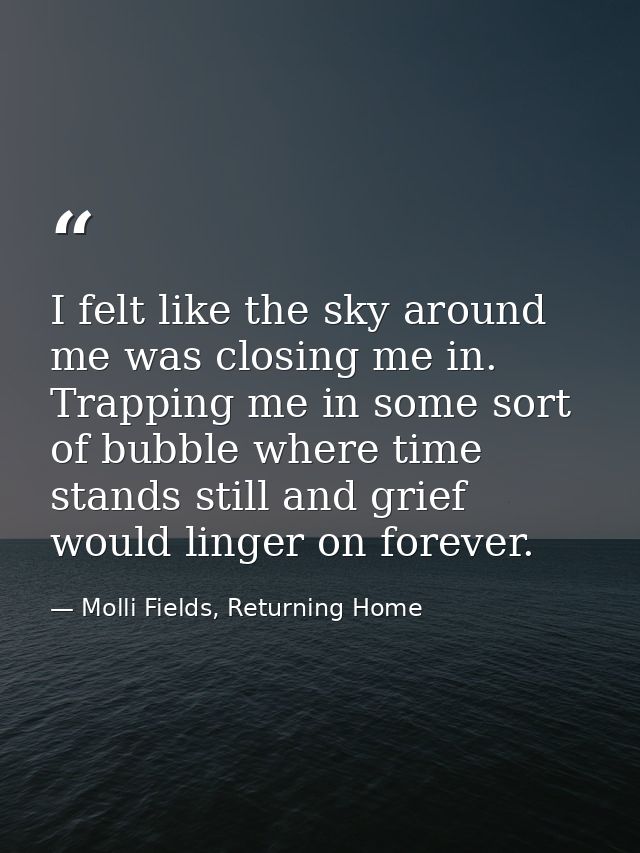 I felt like the sky around me was closing me in. Trapping me in some sort of bubble where time stands still and grief wo — Molli Fields, Returning Home