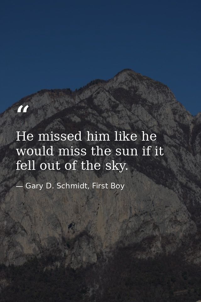 He missed him like he would miss the sun if it fell out of the sky. — Gary D. Schmidt, First Boy