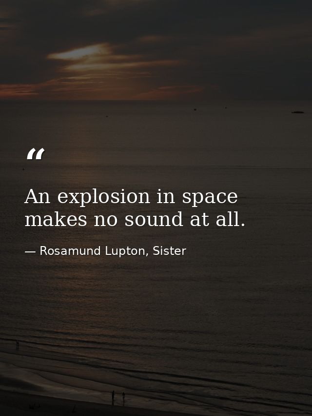 An explosion in space makes no sound at all. — Rosamund Lupton, Sister