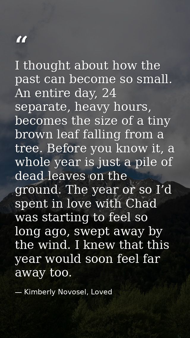 I thought about how the past can become so small. An entire day, 24 separate, heavy hours, becomes the size of a tiny br — Kimberly Novosel, Loved