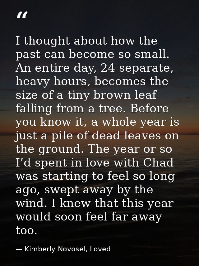 I thought about how the past can become so small. An entire day, 24 separate, heavy hours, becomes the size of a tiny br — Kimberly Novosel, Loved