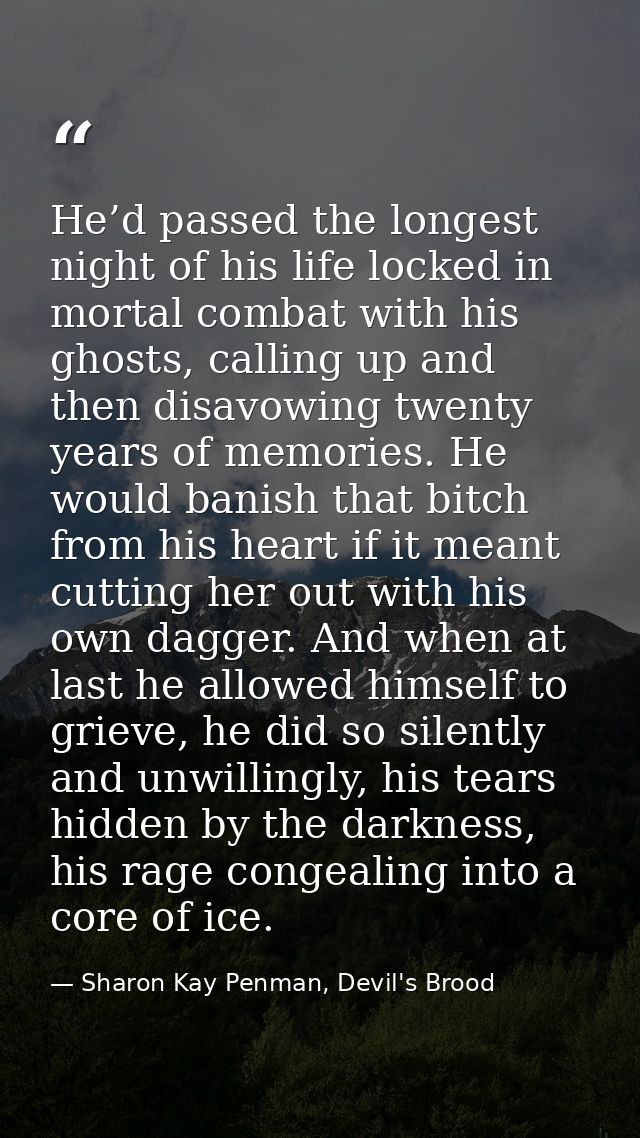 He’d passed the longest night of his life locked in mortal combat with his ghosts, calling up and then disavowing twenty — Sharon Kay Penman, Devil's Brood