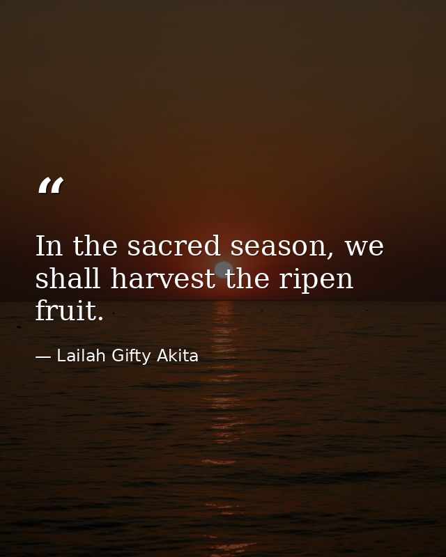 In the sacred season, we shall harvest the ripen fruit. — Lailah Gifty Akita