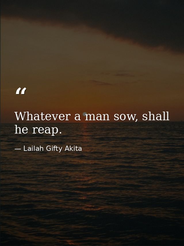 Whatever a man sow, shall he reap. — Lailah Gifty Akita