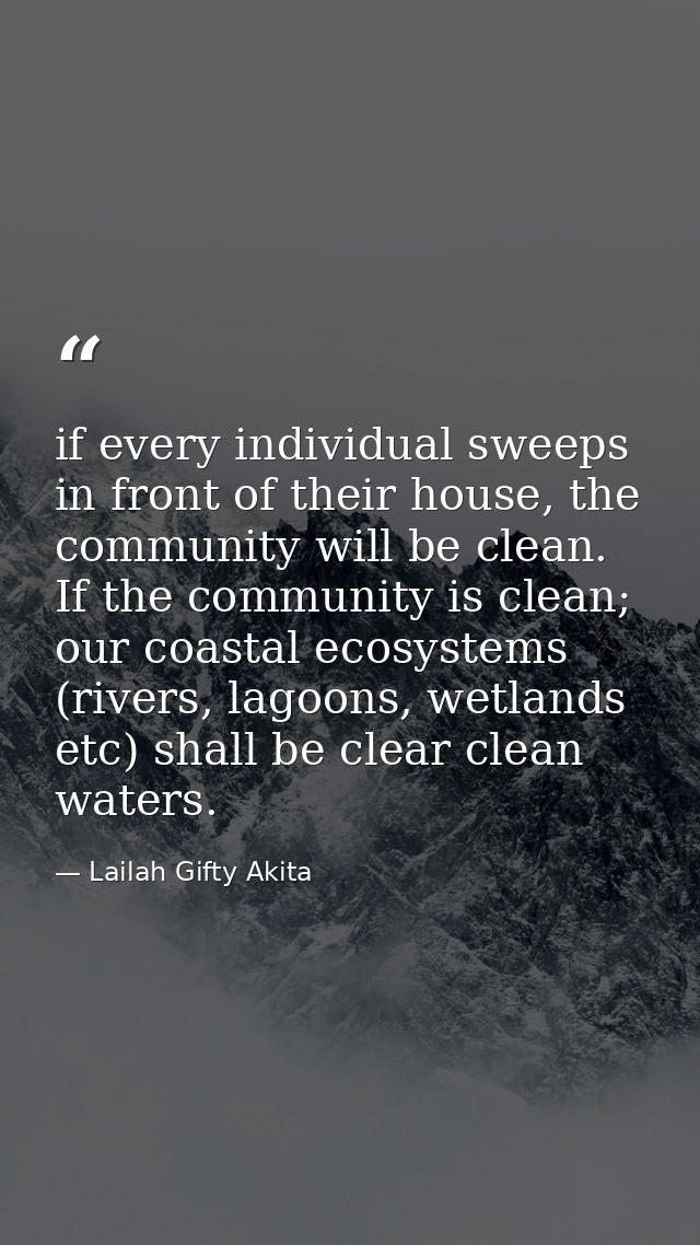 if every individual sweeps in front of their house, the community will be clean. If the community is clean; our coastal  — Lailah Gifty Akita