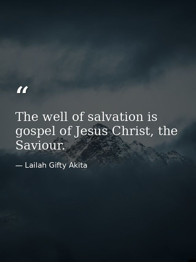 The well of salvation is gospel of Jesus Christ, the Saviour. — Lailah Gifty Akita