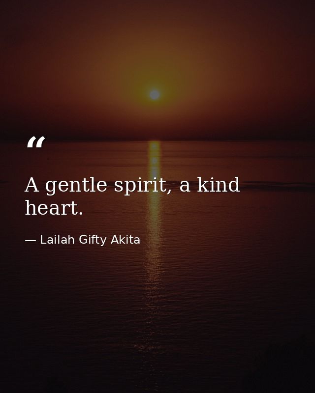 A gentle spirit, a kind heart. — Lailah Gifty Akita