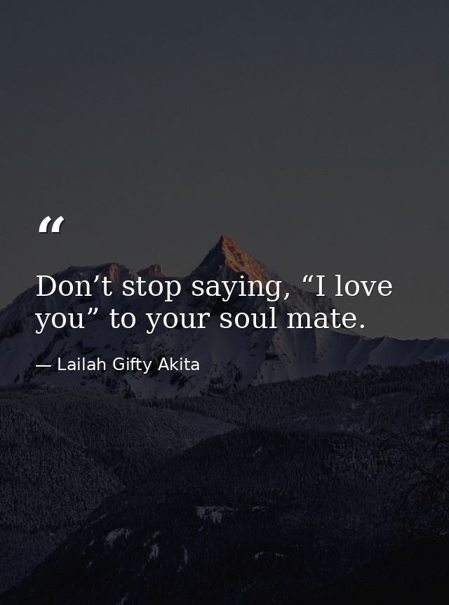 Don’t stop saying, “I love you” to your soul mate. — Lailah Gifty Akita