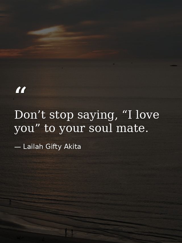Don’t stop saying, “I love you” to your soul mate. — Lailah Gifty Akita