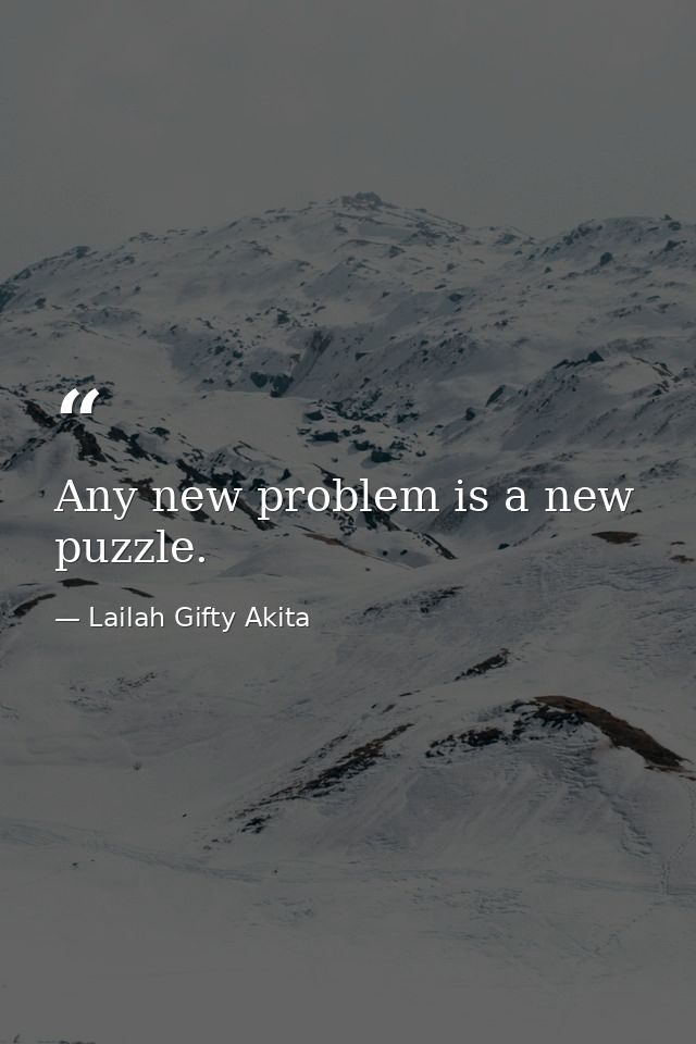 Any new problem is a new puzzle. — Lailah Gifty Akita