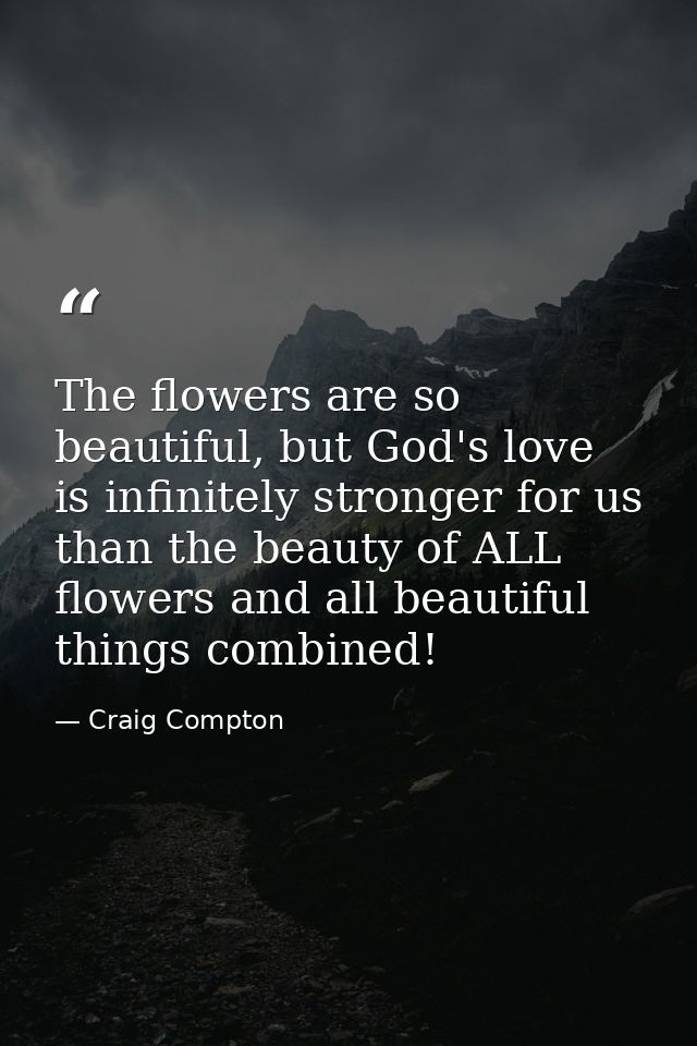The flowers are so beautiful, but God's love is infinitely stronger for us than the beauty of ALL flowers and all beauti — Craig Compton