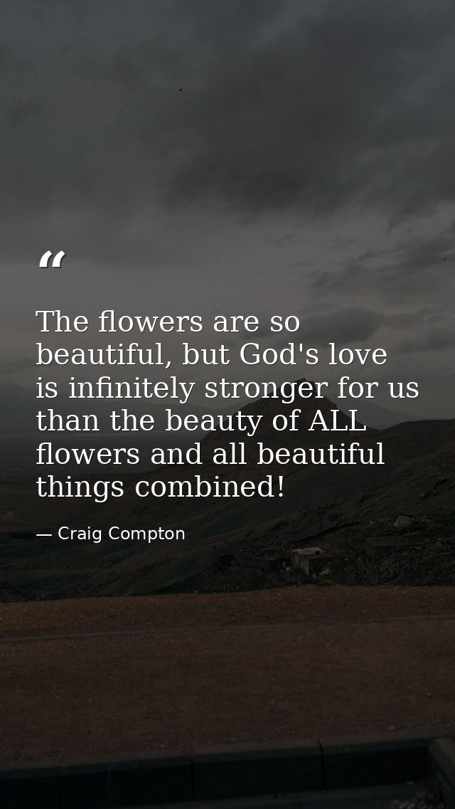 The flowers are so beautiful, but God's love is infinitely stronger for us than the beauty of ALL flowers and all beauti — Craig Compton