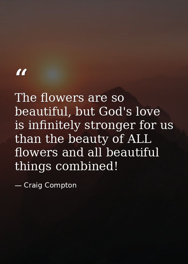 The flowers are so beautiful, but God's love is infinitely stronger for us than the beauty of ALL flowers and all beauti — Craig Compton