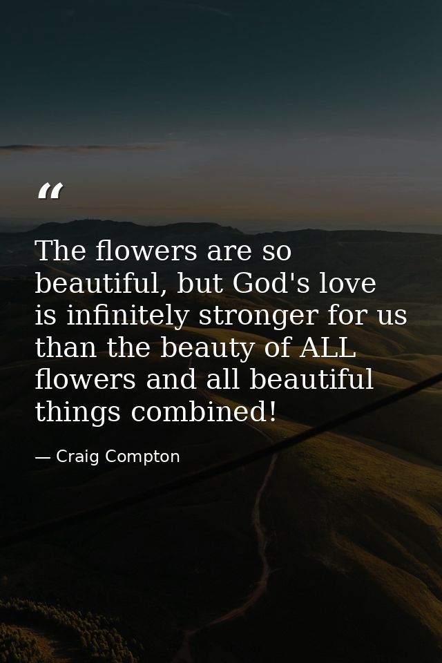 The flowers are so beautiful, but God's love is infinitely stronger for us than the beauty of ALL flowers and all beauti — Craig Compton