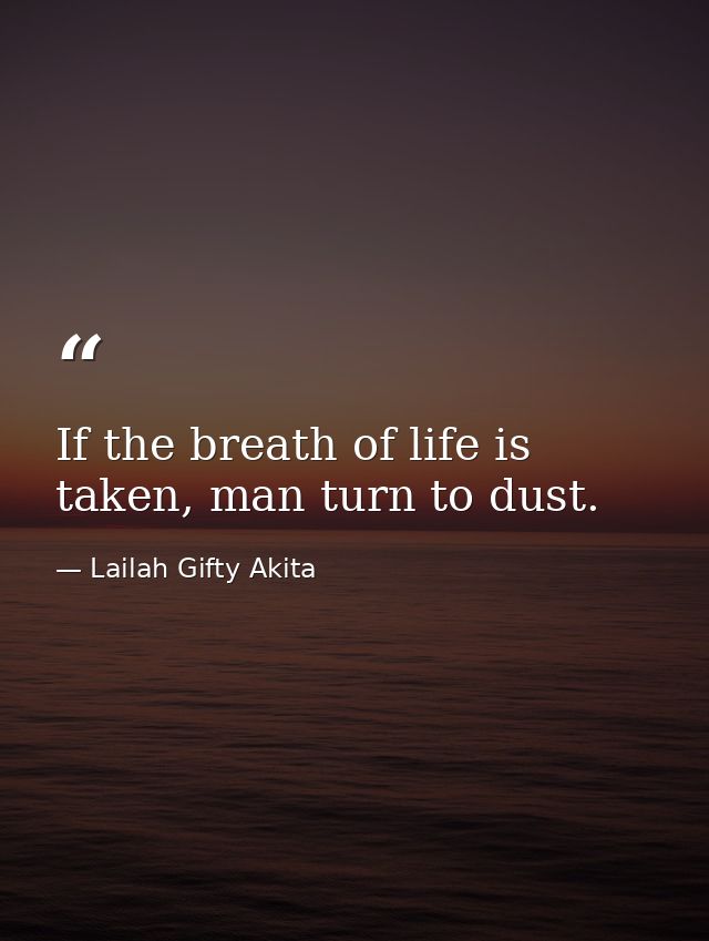 If the breath of life is taken, man turn to dust. — Lailah Gifty Akita