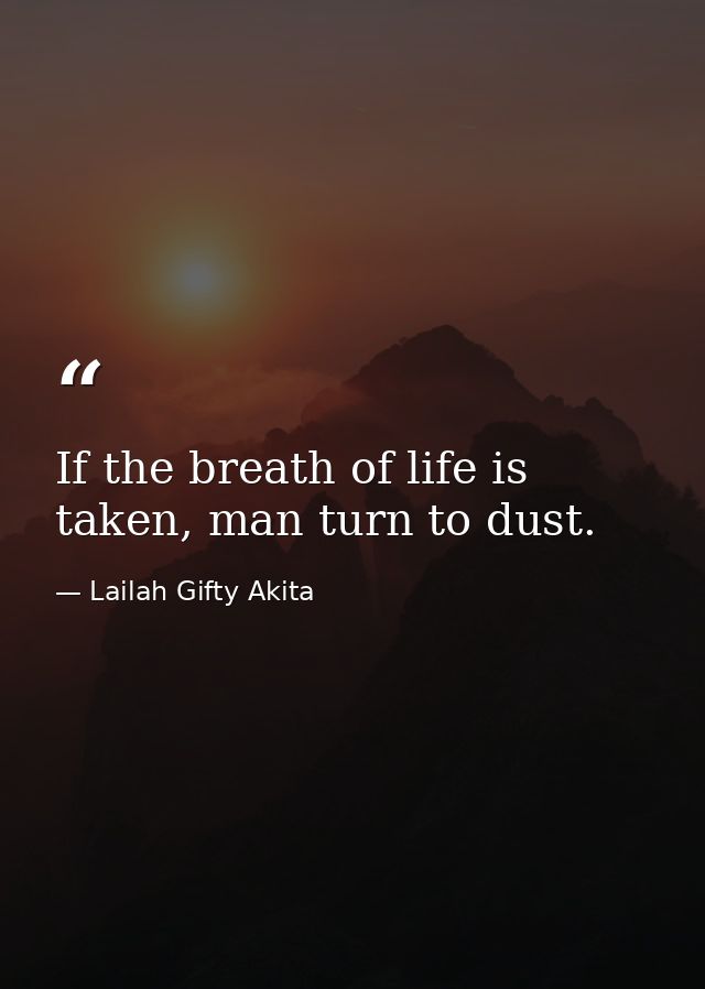 If the breath of life is taken, man turn to dust. — Lailah Gifty Akita
