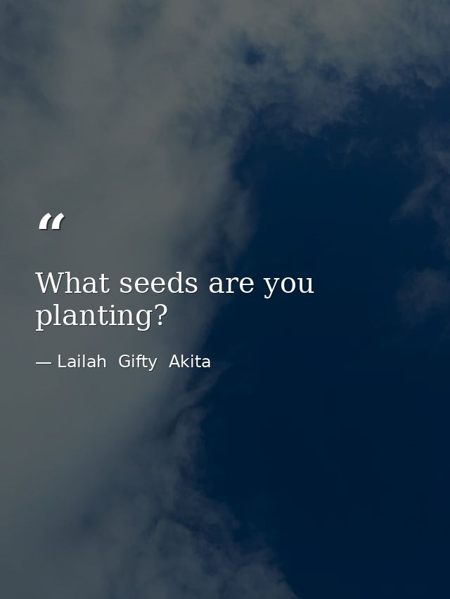What seeds are you planting? — Lailah  Gifty  Akita