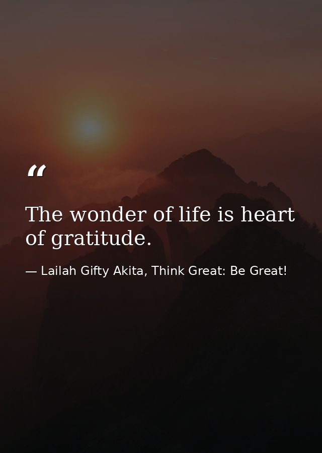 The wonder of life is heart of gratitude. — Lailah Gifty Akita, Think Great: Be Great!