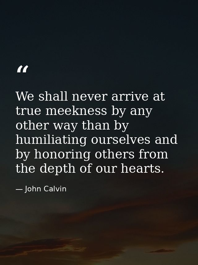 We shall never arrive at true meekness by any other way than by humiliating ourselves and by honoring others from the de — John Calvin