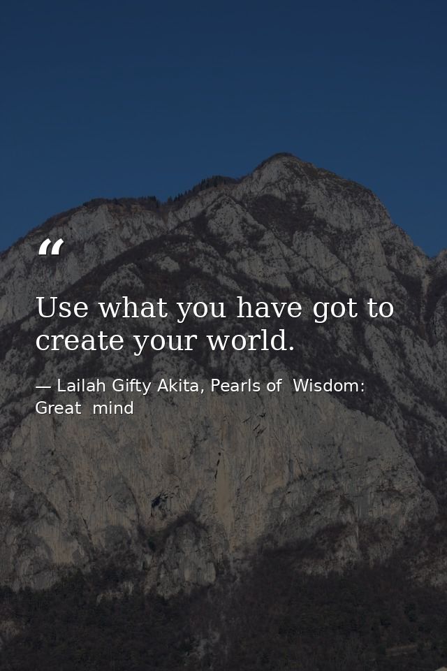 Use what you have got to create your world. — Lailah Gifty Akita, Pearls of  Wisdom: Great  mind