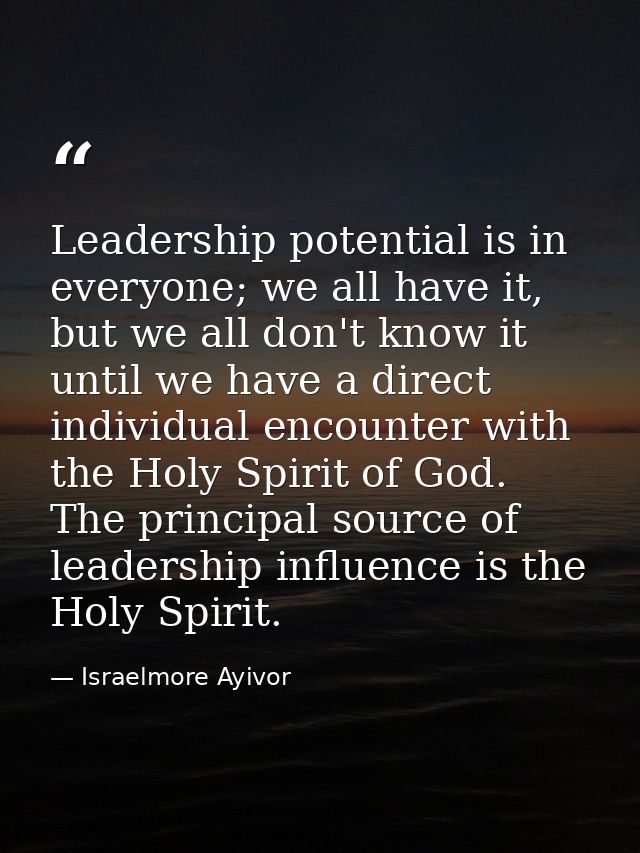 Leadership potential is in everyone; we all have it, but we all don't know it until we have a direct individual encounte — Israelmore Ayivor
