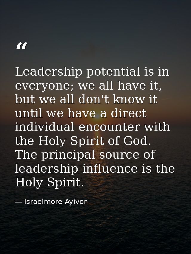 Leadership potential is in everyone; we all have it, but we all don't know it until we have a direct individual encounte — Israelmore Ayivor