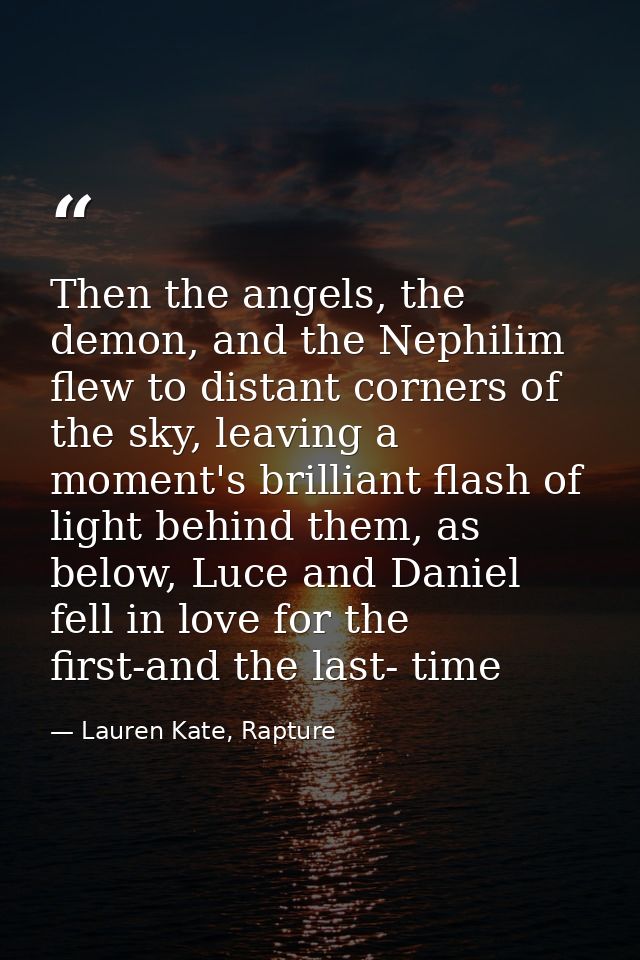 Then the angels, the demon, and the Nephilim flew to distant corners of the sky, leaving a moment's brilliant flash of l — Lauren Kate, Rapture