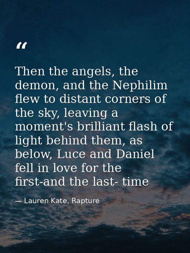 Then the angels, the demon, and the Nephilim flew to distant corners of the sky, leaving a moment's brilliant flash of l — Lauren Kate, Rapture