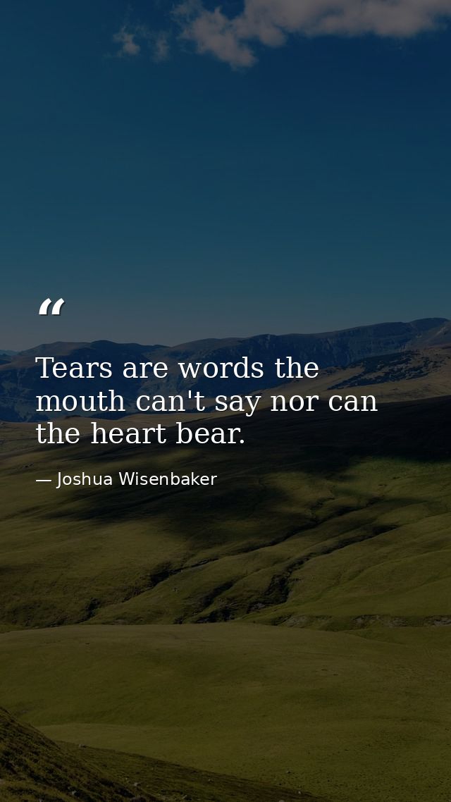 Tears are words the mouth can't say nor can the heart bear. — Joshua Wisenbaker