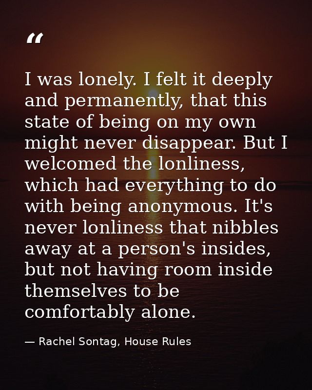 I was lonely. I felt it deeply and permanently, that this state of being on my own might never disappear. But I welcomed — Rachel Sontag, House Rules
