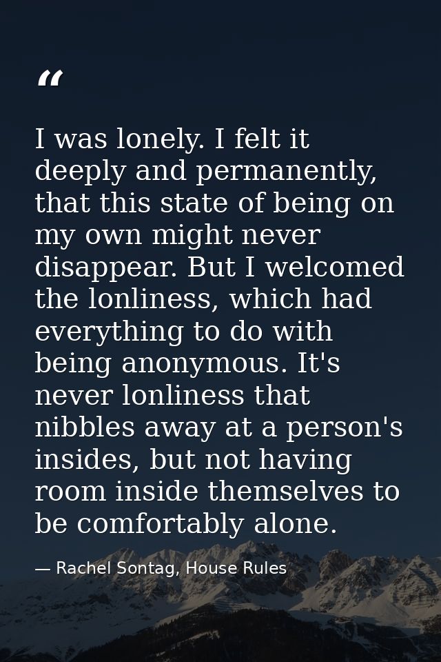 I was lonely. I felt it deeply and permanently, that this state of being on my own might never disappear. But I welcomed — Rachel Sontag, House Rules