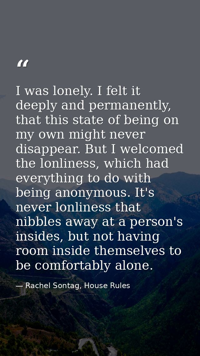 I was lonely. I felt it deeply and permanently, that this state of being on my own might never disappear. But I welcomed — Rachel Sontag, House Rules