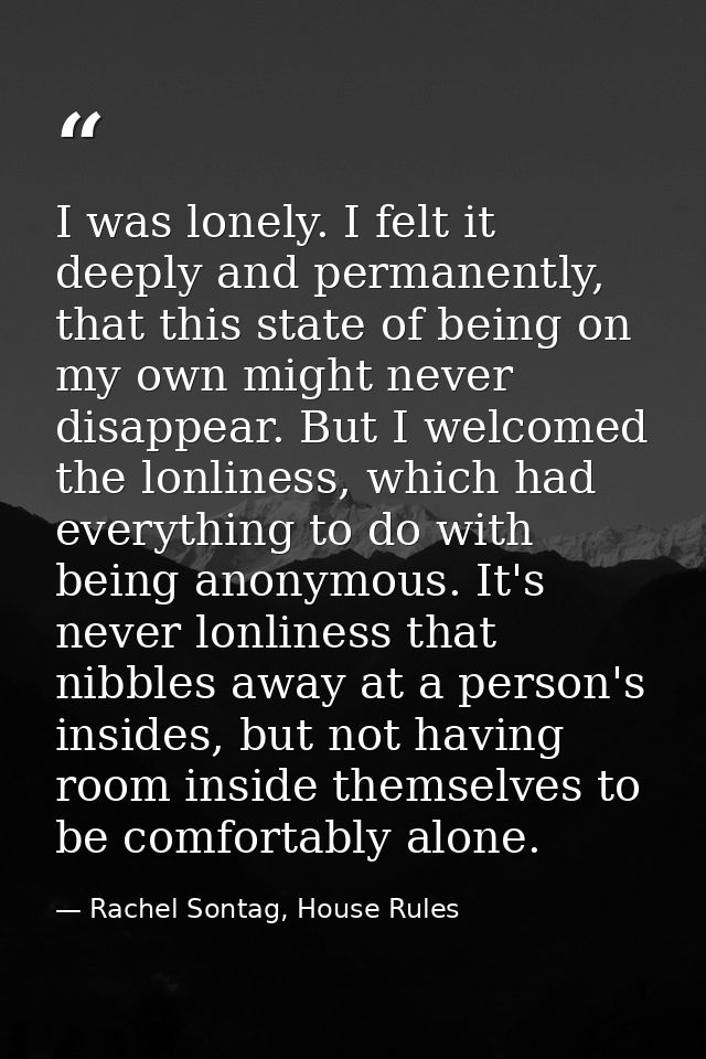 I was lonely. I felt it deeply and permanently, that this state of being on my own might never disappear. But I welcomed — Rachel Sontag, House Rules