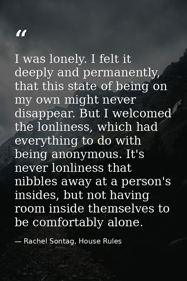 I was lonely. I felt it deeply and permanently, that this state of being on my own might never disappear. But I welcomed — Rachel Sontag, House Rules