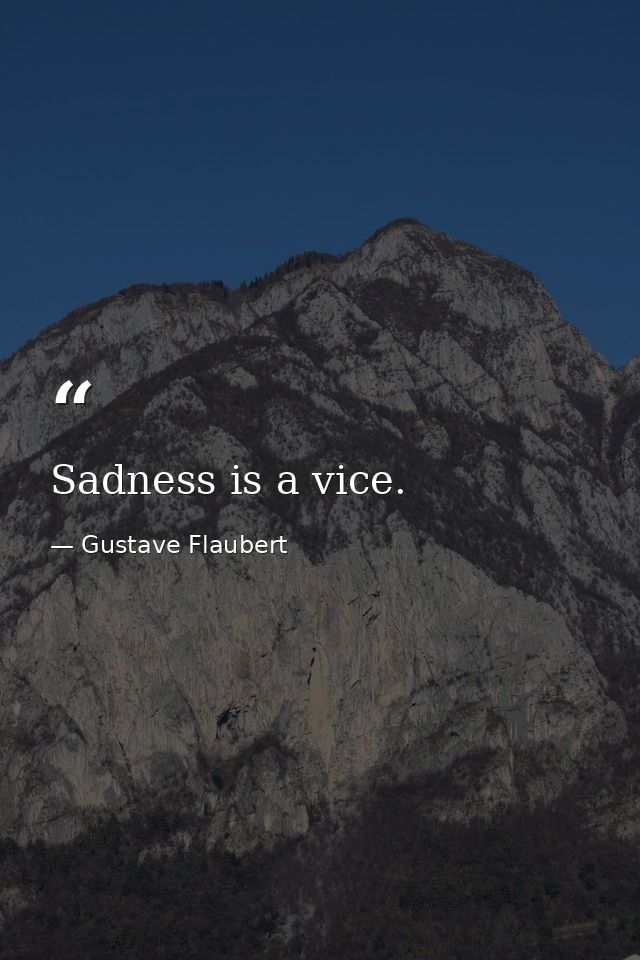 Sadness is a vice. — Gustave Flaubert