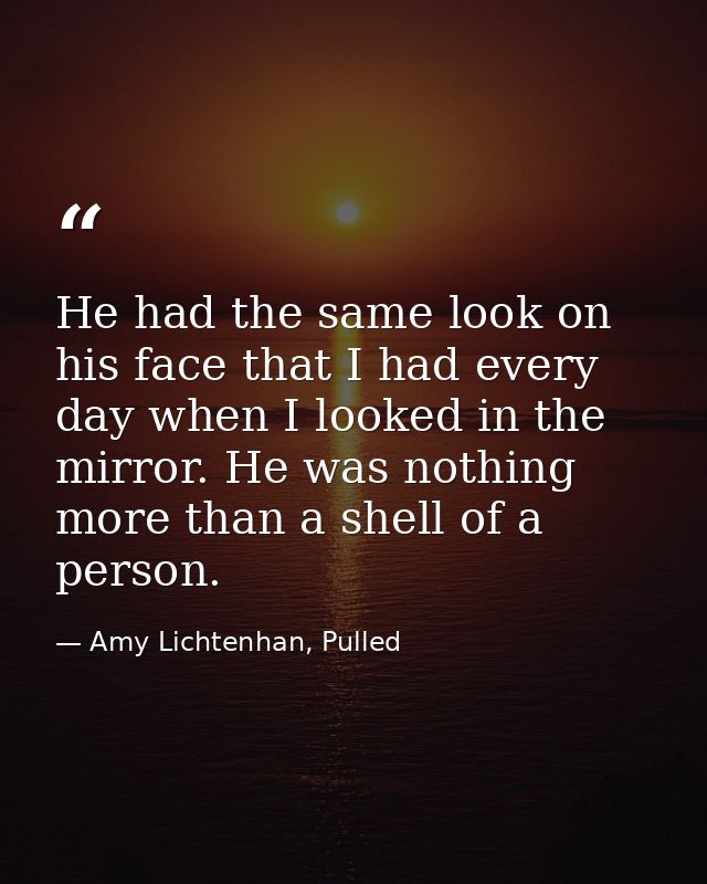 He had the same look on his face that I had every day when I looked in the mirror. He was nothing more than a shell of a — Amy Lichtenhan, Pulled