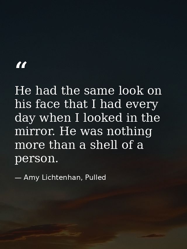 He had the same look on his face that I had every day when I looked in the mirror. He was nothing more than a shell of a — Amy Lichtenhan, Pulled