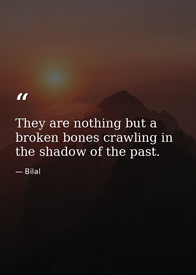 They are nothing but a broken bones crawling in the shadow of the past. — Bilal