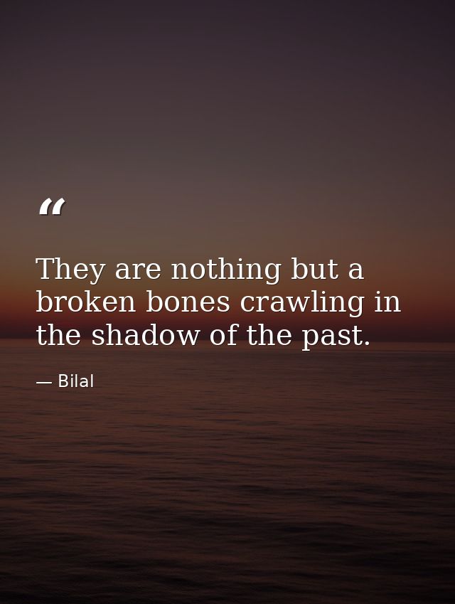 They are nothing but a broken bones crawling in the shadow of the past. — Bilal
