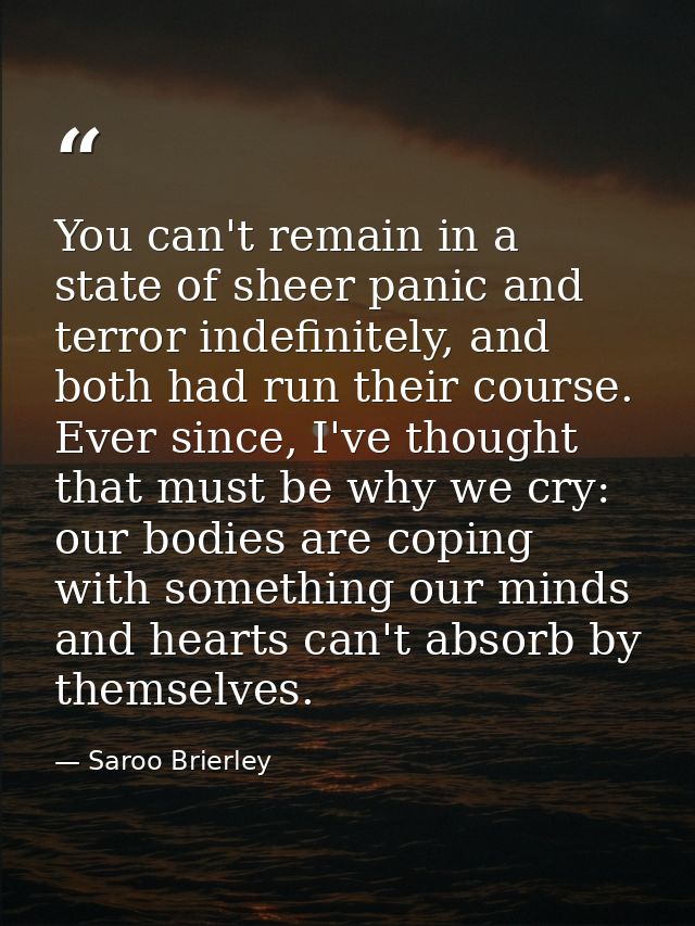 You can't remain in a state of sheer panic and terror indefinitely, and both had run their course. Ever since, I've thou — Saroo Brierley