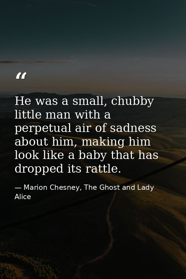 He was a small, chubby little man with a perpetual air of sadness about him, making him look like a baby that has droppe — Marion Chesney, The Ghost and Lady Alice