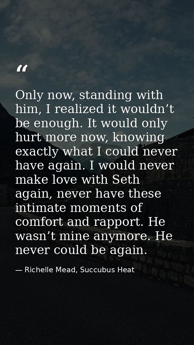 Only now, standing with him, I realized it wouldn’t be enough. It would only hurt more now, knowing exactly what I could — Richelle Mead, Succubus Heat
