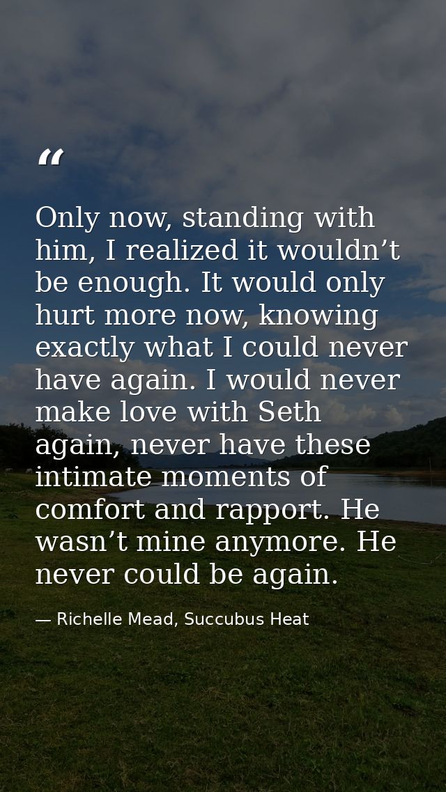 Only now, standing with him, I realized it wouldn’t be enough. It would only hurt more now, knowing exactly what I could — Richelle Mead, Succubus Heat