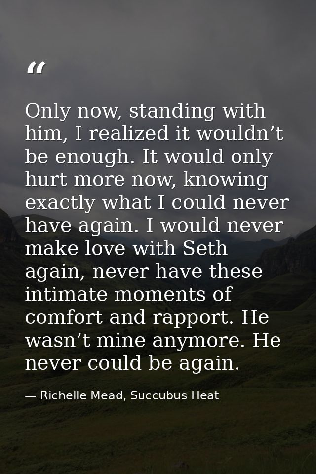 Only now, standing with him, I realized it wouldn’t be enough. It would only hurt more now, knowing exactly what I could — Richelle Mead, Succubus Heat