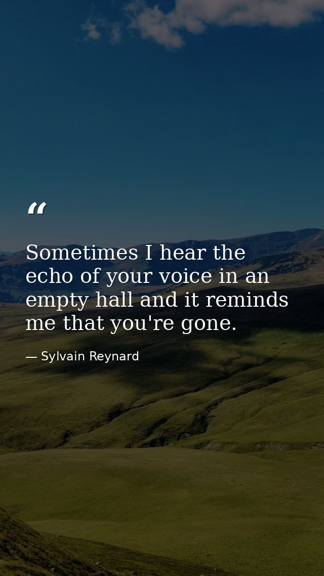 Sometimes I hear the echo of your voice in an empty hall and it reminds me that you're gone. — Sylvain Reynard