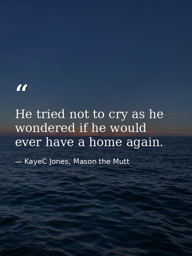 He tried not to cry as he wondered if he would ever have a home again. — KayeC Jones, Mason the Mutt